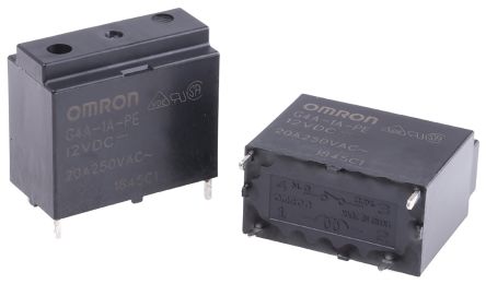 Omron PCB Power Relay, 12V dc Coil, 20A Switching Current, SPST
