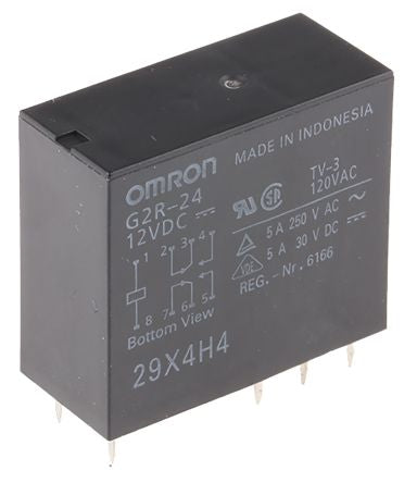 Omron PCB Power Relay, 12V dc Coil, 4A Switching Current, DPDT