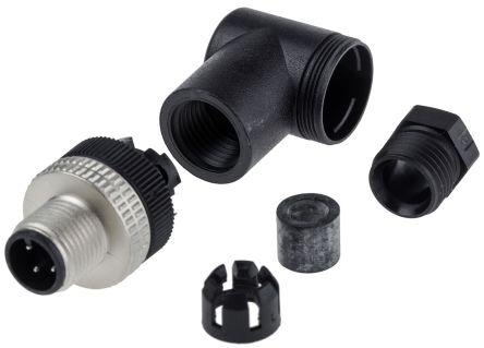 Telemecanique Sensors Circular Connector, 4 Contacts, Cable, M12 Connector, Plug, Male, IP67, XZCC Series