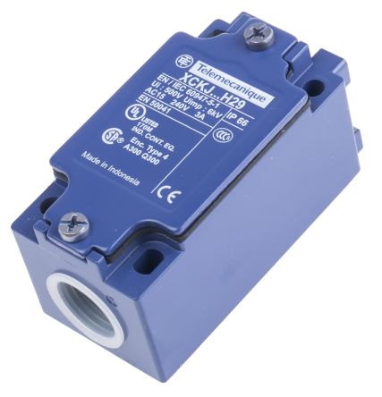 Telemecanique Sensors ZCKJ Series Roller Lever Limit Switch, SPDT, IP65, Metal Housing, 240V ac, 3A