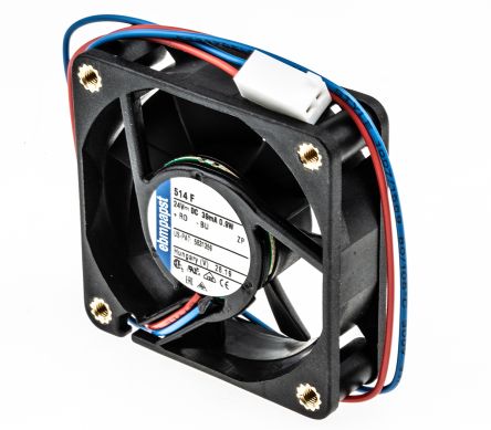 ebm-papst 500 F Series Axial Fan, 24V dc, 20 m³/h, 900 mW, 41 mA Max, IP20 50 mm 50mm 15 mm