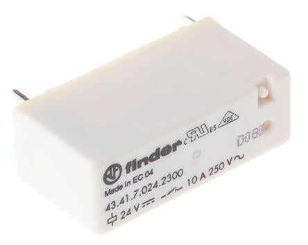 Finder PCB Power Relay, 24V dc Coil, 10A, SPST