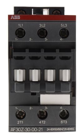 ABB AF30Z Contactor, 24V ac/dc Coil, 3-Pole, 21 A, 15 kW 60V, 3 NO, 690V ac