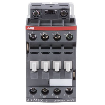 ABB AF16Z Contactor, 60V dc Coil, 4-Pole, 30 A, 7.5 kW 60V dc, 2 NO/2 NC, 690V ac