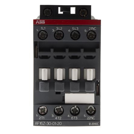 ABB AF16Z Contactor, 12V dc, 20 V dc Coil, 3-Pole, 30 A, 7.5 kW 20V dc, 3 NO, 690V ac