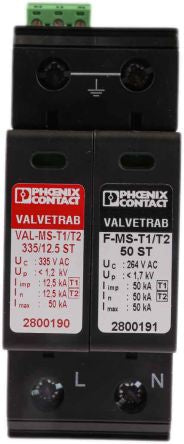 Phoenix Contact 1 Phase Surge Protector, 50 kA, 250 V ac, DIN Rail