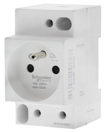 Schneider Electric Modular Socket White, 16A, DIN Rail
