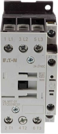 Eaton DILM Contactor, 24V dc Coil, 3-Pole, 17 A, 7.5 kW 24V dc, 3 NO, 400V ac
