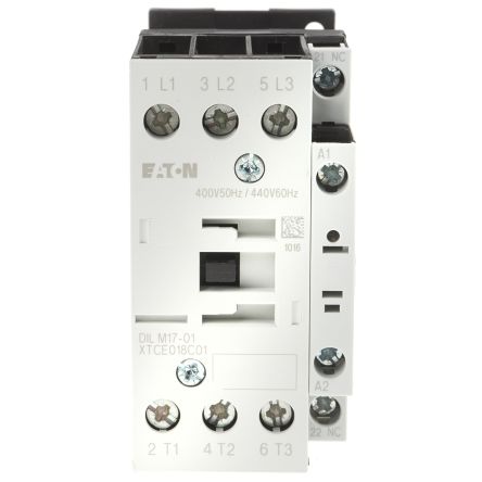 Eaton DILM Contactor, 400V ac Coil, 3-Pole, 17 A, 7.5 kW, 3 NO, 400V ac