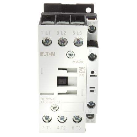 Eaton DILM Contactor, 24V ac Coil, 3-Pole, 25 A, 11 kW 24V ac, 3 NO, 400V ac