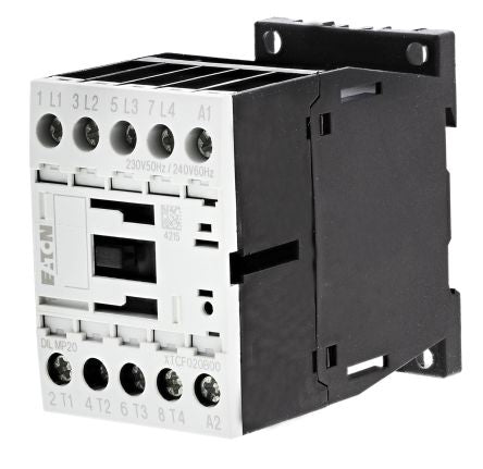 Eaton DILM Contactor, 230V ac Coil, 4-Pole, 20 A, 5.5 kW 230V ac, 4 NO, 400V ac