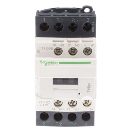 Schneider Electric TeSyS D Contactor, 24V dc Coil, 4-Pole, 9 A 24V dc, 2 NO/2 NC, 690V ac/dc
