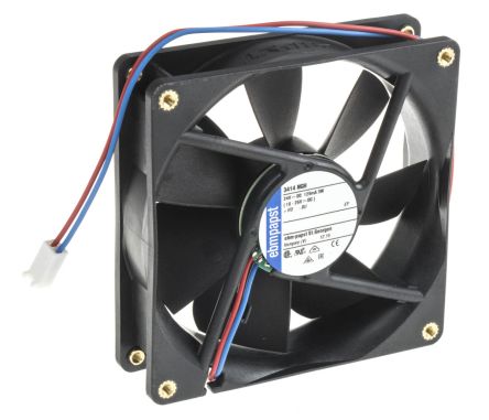 ebm-papst 3400 N Series Axial Fan, 24V dc, 94 m³/h, 3 W, IP68 92 mm 25mm 25 mm
