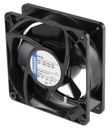 ebm-papst 4000 N Series Axial Fan, 230V ac, 160 m³/h, 19 W, 82 mA Max, IP54 119 mm, 119mm, 38 mm