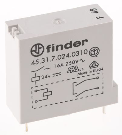 Finder PCB Power Relay, 24V dc Coil, 30A Switching Current, SPST