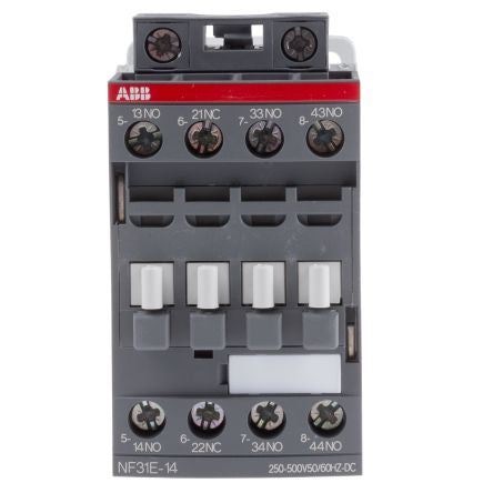 ABB NF Contactor, 250V ac/dc, 500 V ac/dc Coil, 4-Pole, 6 A, 144 W 230V, 3 NO/1 NC, 690V ac