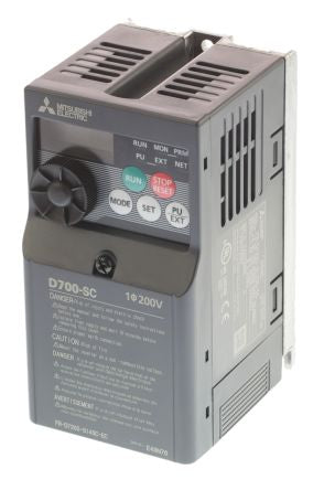 Mitsubishi Electric Inverter Drive, 0.2 kW, 1 Phase, FR-D720S Series 240V 1.4 A