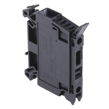 Weidmüller 1886580000 W Series Fused DIN Rail Terminal Black, 4mm², 1-Level Fused, Screw