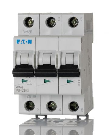 Eaton xEffect xEffect Miniature Circuit Breaker, 3-Pole, 6A, Type C, 400V ac AC, 6 kA Breaking Capacity