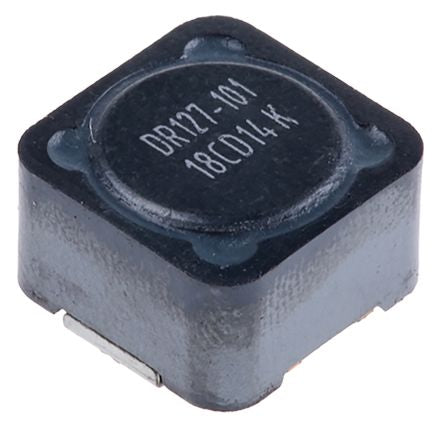 Eaton, DR, 0127 Shielded Wirewound Surface Mount Inductor with a Ferrite Core, 100 μH ±20 % 3.64 A Idc
