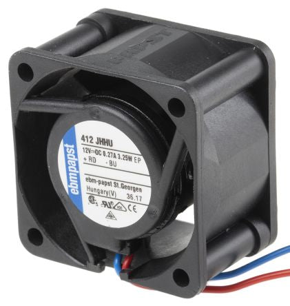 ebm-papst 400 Series Axial Fan, 12V dc, 24 m³/h, 3.3 W, IP54 40 mm 4mm 25 mm