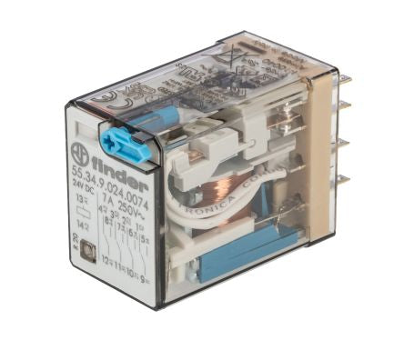 Finder Relay, 24V dc Coil, 7A Switching Current, 4PDT