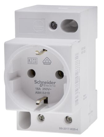 Schneider Electric Germany Mains Connector White, 16A, DIN Rail, 250V, Tunnel