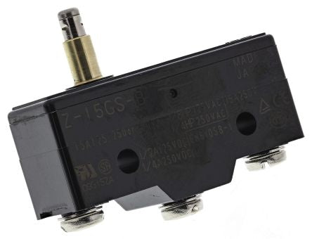 Omron Z Series Plunger Limit Switch, SPDT, IP00, Thermosetting Resin Housing, 500V ac, 15A