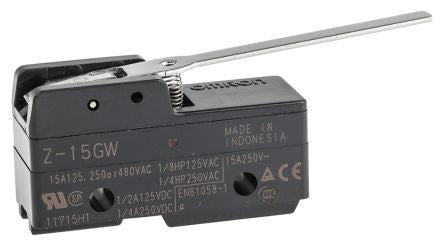 Omron Z Series Lever Limit Switch, SPDT, IP00, Thermosetting Resin Housing, 500V, 15A