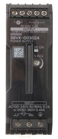 Omron S8VK-G Switched Mode DIN Rail Power Supply 350 V dc, 240V ac AC/DC Input 24V dc, 1.3 A Output DC 30 W
