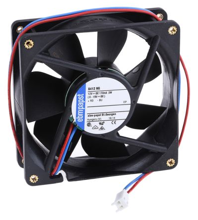 ebm-papst 8400 N Series Axial Fan, 12V dc, 69 m³/h, 2 W, IP20 80 mm 25mm 25 mm