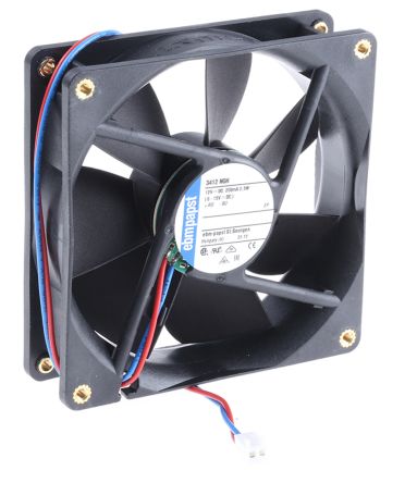 ebm-papst 3400 N Series Axial Fan, 12V dc, 94 m³/h, 2.5 W, IP20 92 mm 92mm 25 mm