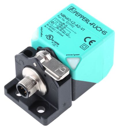 Pepperl + Fuchs NBN40-L2-A2-V1 Block Inductive Proximity Sensor, M12 PNP 30V 40 mm 30 V dc 200mA