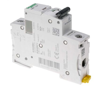 Schneider Electric Acti9 IC60N Miniature Circuit Breaker, 1-Pole, 6A, Type C, 240V ac AC, 72 V dc DC, 6 kA Breaking