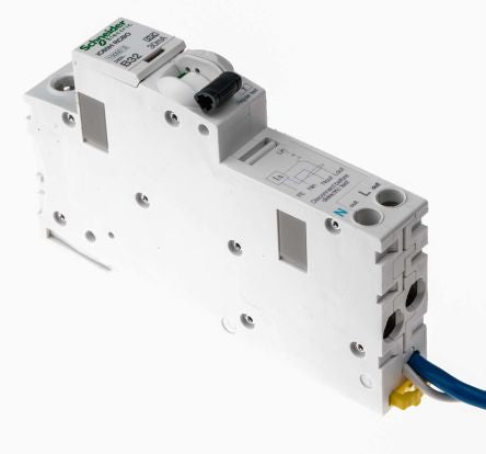 Schneider Electric Residual Current Circuit Breaker with Overload Protection, 32A Current Rating, 1-Pole, 30 mA Trip