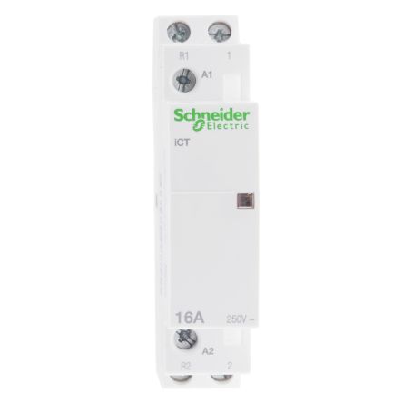 Schneider Electric Acti9 iCT Contactor, 230V ac Coil, 2-Pole, 16 A, 1.3 W 240V, 1 NO/1 NC, 250V ac