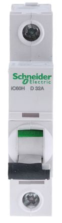 Schneider Electric Acti9 iC60H Miniature Circuit Breaker, 1-Pole, 32A, Type D, 240V ac AC, 48 V dc DC, 10 kA Breaking