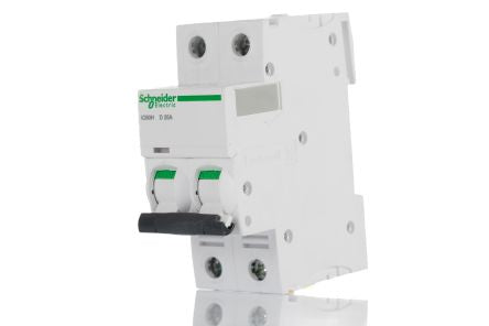 Schneider Electric Acti9 iC60H Miniature Circuit Breaker, 2-Pole, 25A, Type D, 12V, 133 V, 220 V, 240 V, 380 V, 415 V,