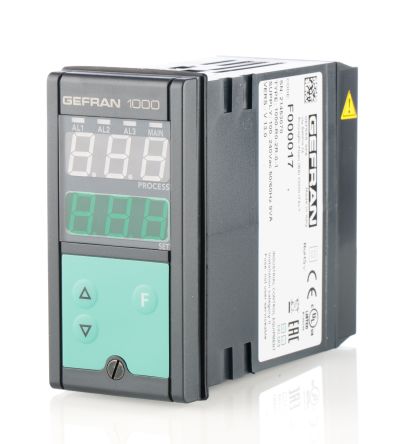 Gefran 1000 Panel, Front PID Temperature Controller, 1 Output Logic, Relay 24V ac/dc On-Off