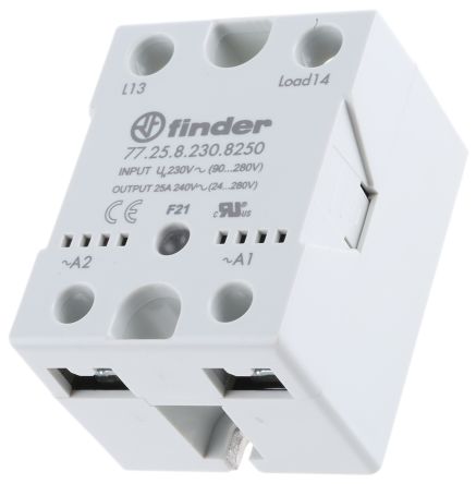 Finder 77 Series Solid State Relay, 25 A Load, Heatsink Mount, 280 V ac Load, 230V ac Control
