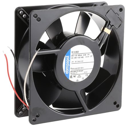 ebm-papst 5100 N Series Axial Fan, 24V dc, 260 m³/h, 9.5 W 38 mm 135mm 135 mm