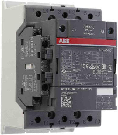 ABB AF140 Contactor, 230V ac Coil, 3-Pole, 200 A, 75 kW 250V, 3 NO, 690V ac