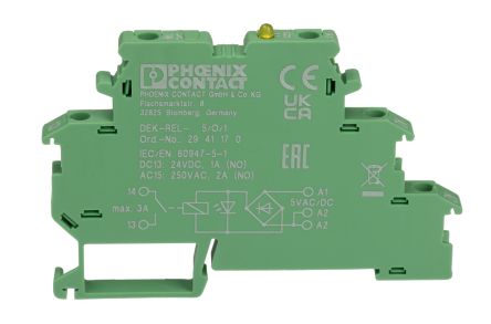 Phoenix Contact DIN Rail Interface Relay, 5V ac/dc Coil, 5A, SPST