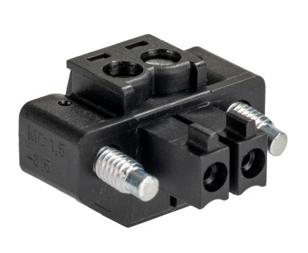 Phoenix Contact MC 1.5/2-STF-3.5 BK Series Pluggable Terminal Block, 2-Contact, 3.5 mm Pitch, 1 Row, 1714977