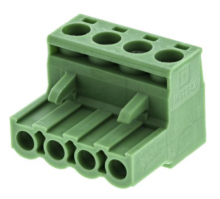 Phoenix Contact MSTB 2.5/4-ST Series Pluggable Terminal Block, 4-Contact, 5 mm Pitch, 1 Row