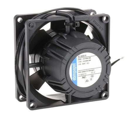 ebm-papst AC 8300 Series Axial Fan, 265V ac, 85 V ac, 80 m³/h, 8.3 W, 70 mA Max 80 mm, 32mm, 80 mm