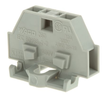 WAGO 260-301 260 Series Modular Terminal Block Grey, 1.5mm², 1-Level, Cage Clamp
