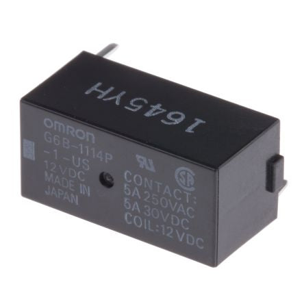 Omron PCB Power Relay, 12V dc Coil, 5A Switching Current, SPST