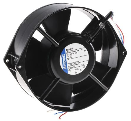 ebm-papst 7200 N Series Axial Fan, 24V dc, 360 m³/h, 12 W, IP20 150 mm 55mm 55 mm