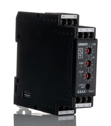 Omron Monitoring Relay, 3 Phase, SPDT, DIN Rail, Monitoring: 0 °C to 999 °C, 24 V dc 100V ac, 240 V ac
